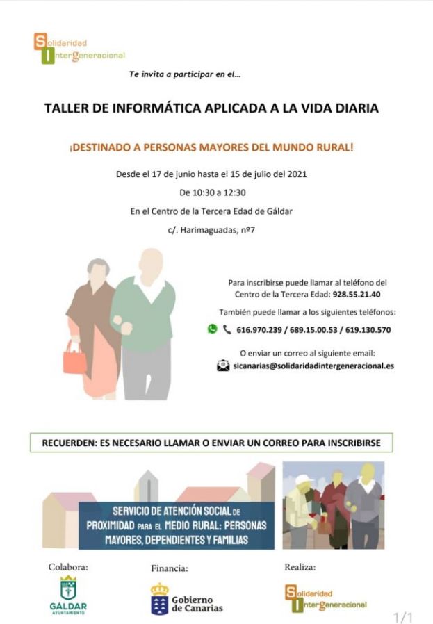 Talleres de inform&aacute;tica y gerontogimnasia para personas mayores en G&aacute;ldar