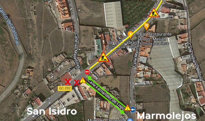 Gáldar: Cambios circulatorios en la carretera general de San Isidro por el asfaltado