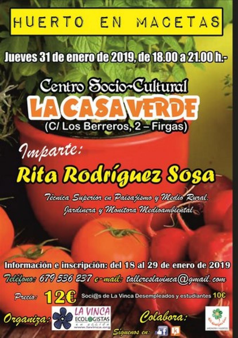 Firgas: Un Taller de Huerta en Macetas se llevar&aacute; a cabo en LA CASA VERDE