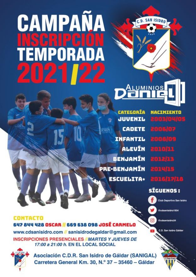 El Club Deportivo San Isidro abre su campa&ntilde;a de Inscripci&oacute;n 2021-2022