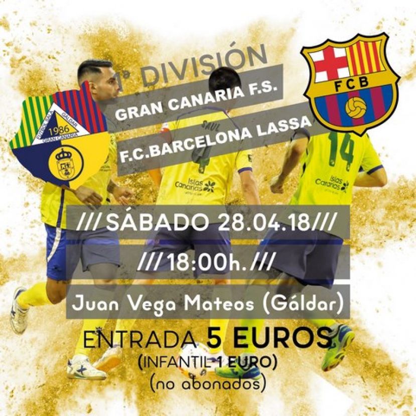 El Gran Canaria FS y F.C. Barcelona Lassa se enfrentan este s&aacute;bado en G&aacute;ldar