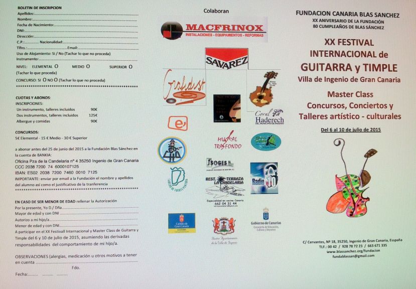 Abierto el periodo de inscripción del XX Festival Internacional de Guitarra y Timple