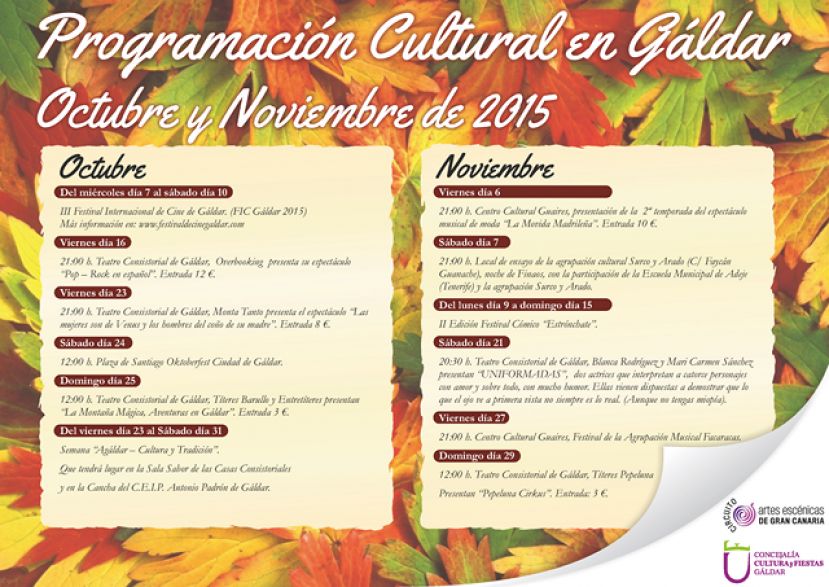 G&aacute;ldar: Cine, M&uacute;sica, Humor y Teatro para celebrar el oto&ntilde;o