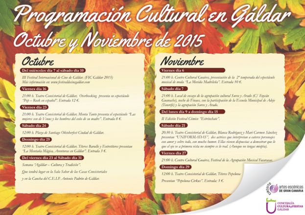 G&aacute;ldar: Cine, M&uacute;sica, Humor y Teatro para celebrar el oto&ntilde;o