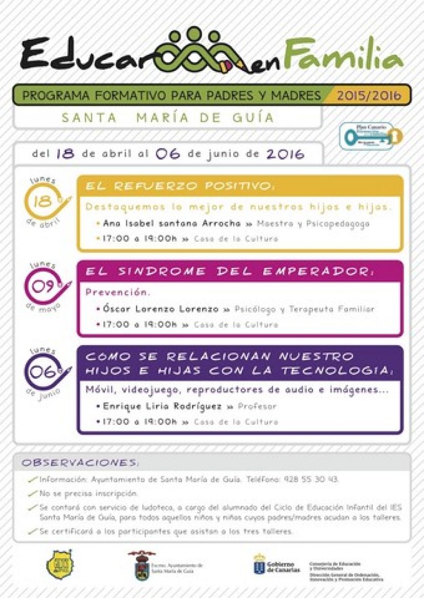 Guía: El lunes se celebrará el taller “El Síndrome del Emperador: Prevención”