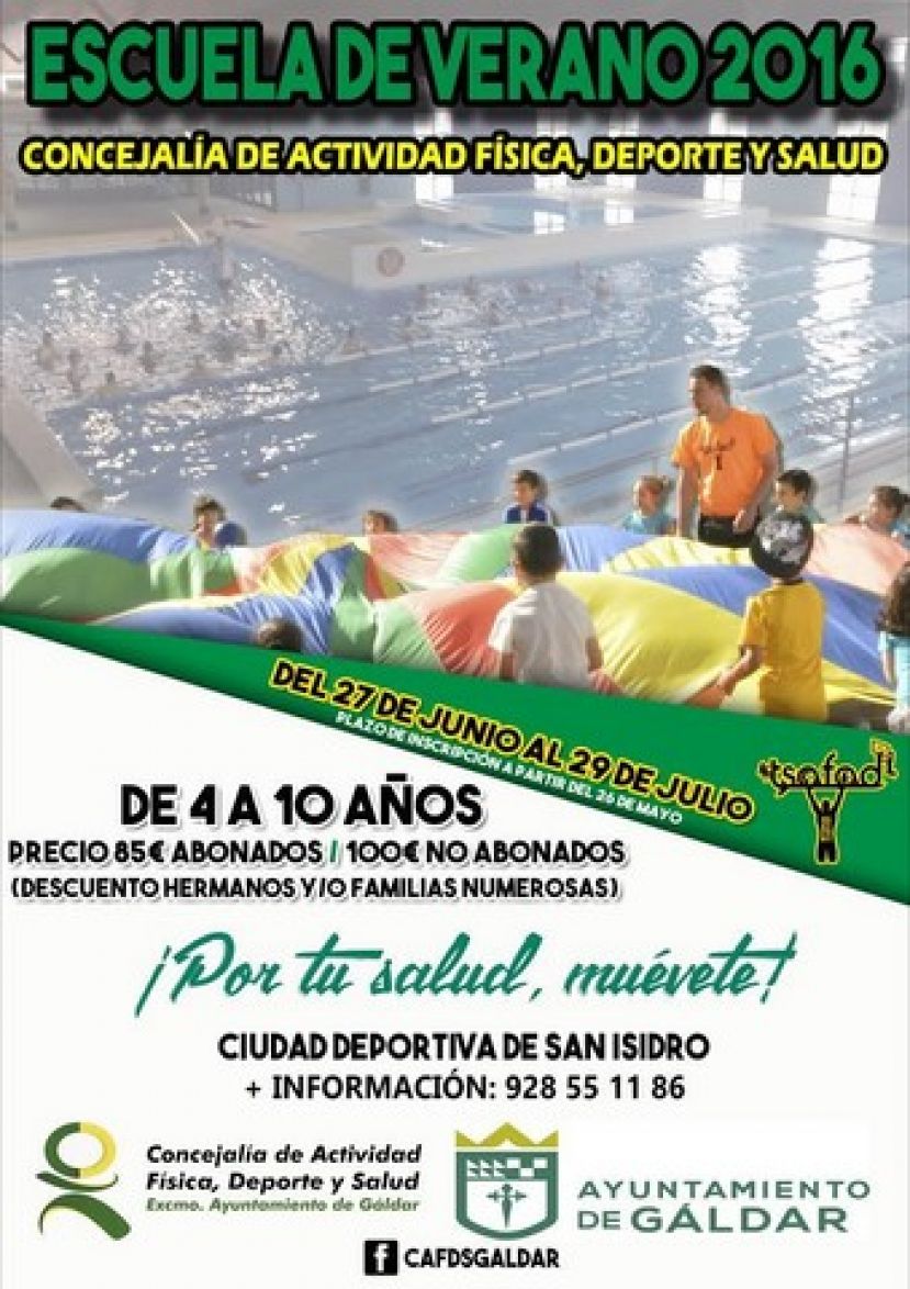 La Concejalía de Actividad Física abre la inscripción para la Escuela de Verano 2016