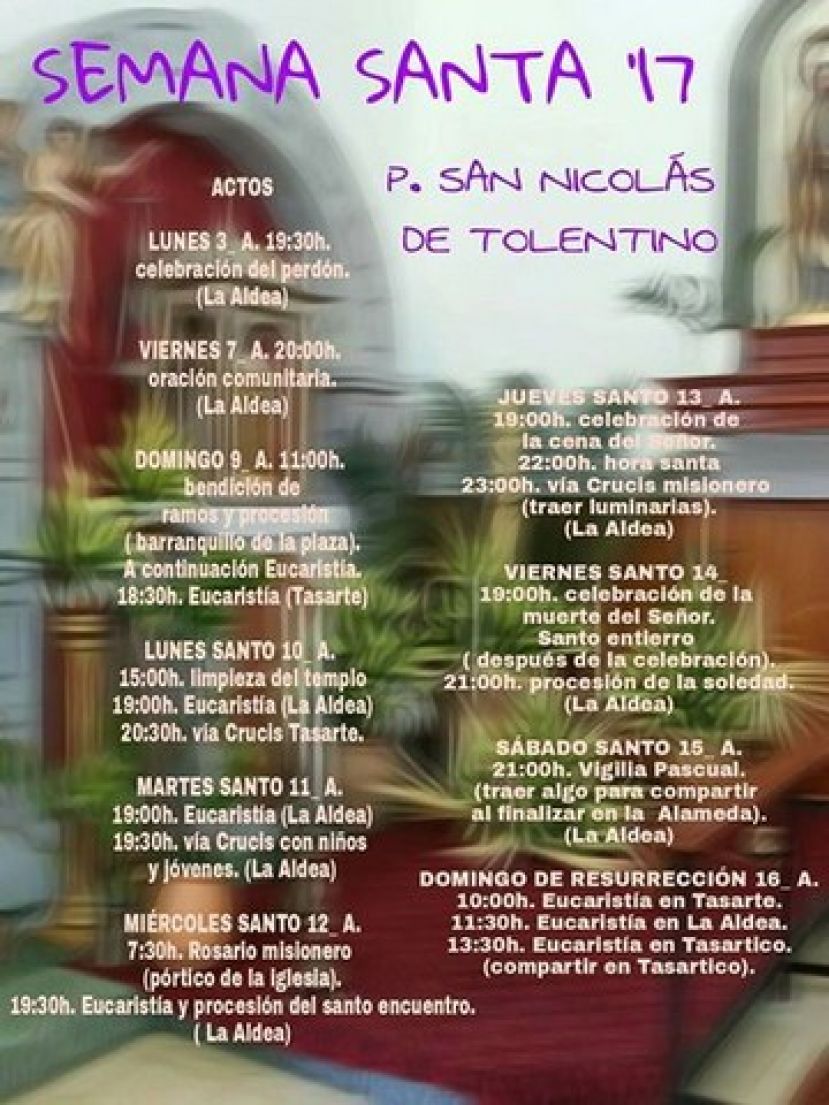 La Aldea: Programa de Actos de Semana Santa de la Parroquia