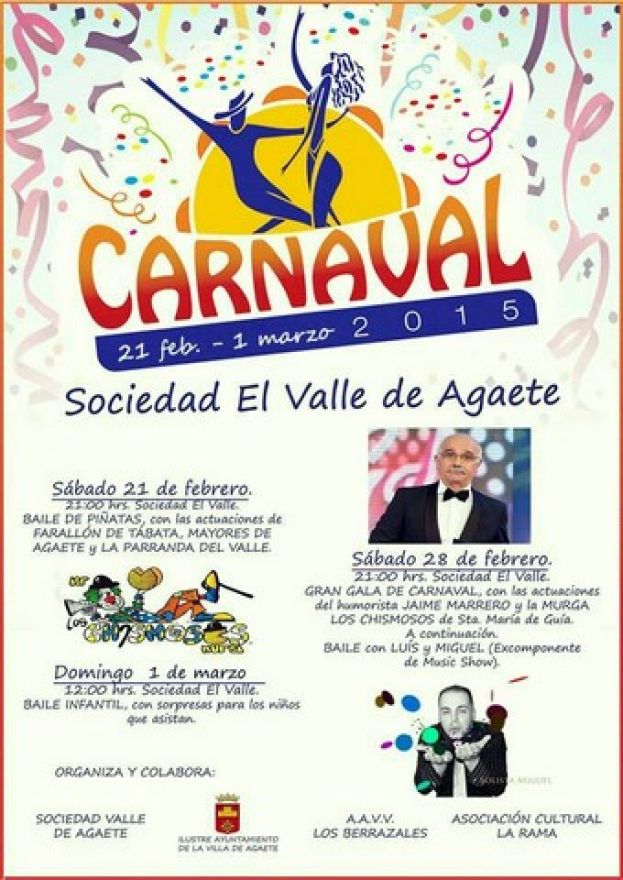 Agaete: Cartel del carnaval a celebrar en el Valle de Agaete.