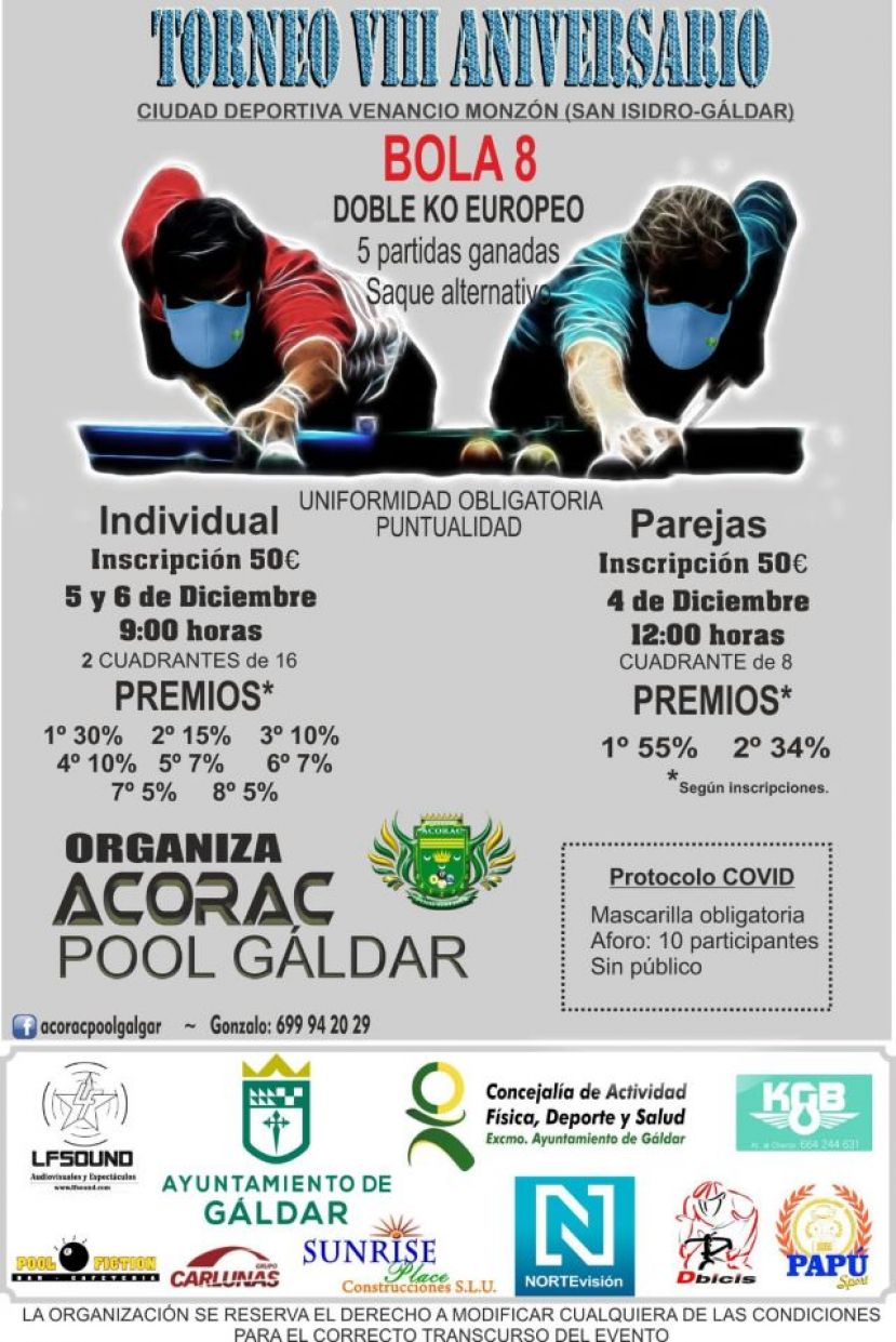 Torneo por el  VIII aniversario del Club Deportivo Acorac Pool Gáldar