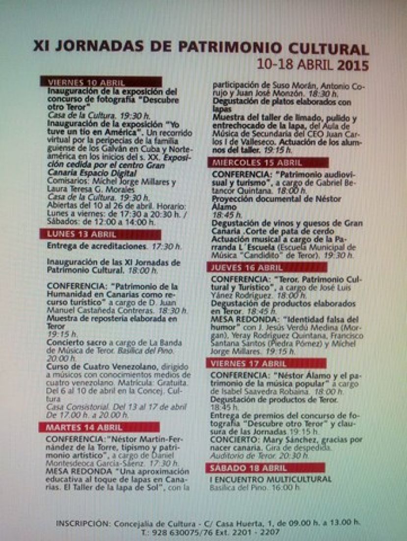 Teror: Jornadas de Patrimonio Cultural  &quot;La Fiesta: Patrimonio y Turismo&quot;