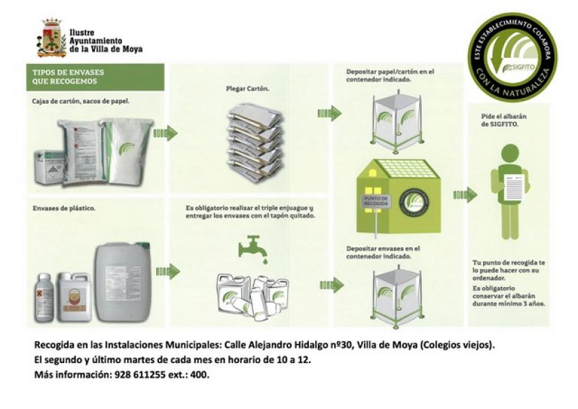 La Villa de Moya contar&aacute; con un punto de recogida de envases fitosanitarios