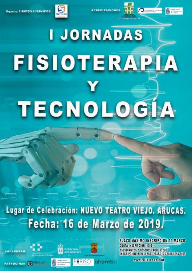 I Jornadas de Fisioterapia y Tecnolog&iacute;a el pr&oacute;ximo 16 de Marzo en Arucas.