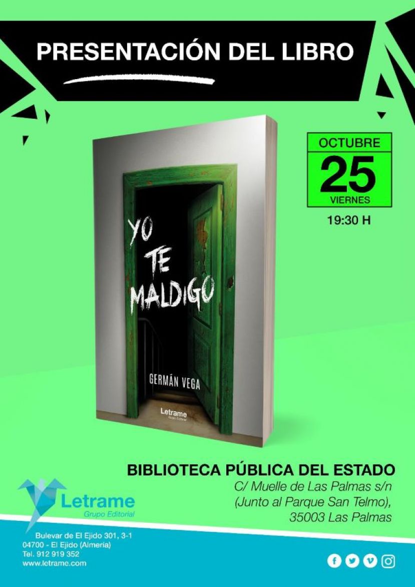 El viernes 25, el escritor Germ&aacute;n Vega presenta su tercera novela, 'Yo te maldigo'