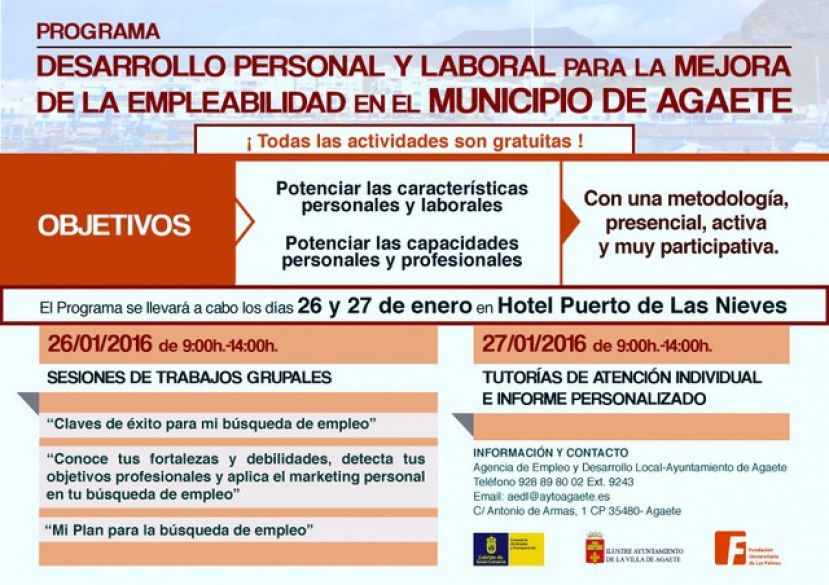 Agaete: Plazo de inscripci&oacute;n para el Plan de Desarrollo Profesional