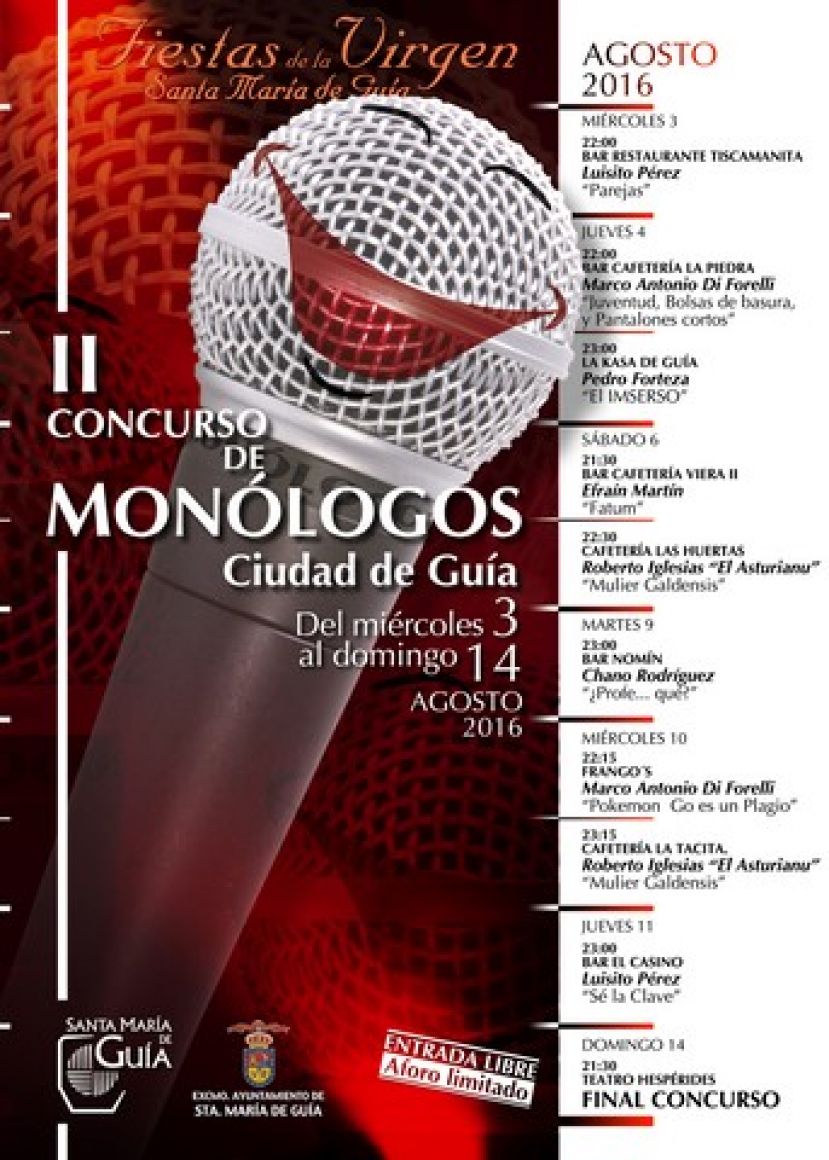 El  2&ordm; concurso de Mon&oacute;logos Ciudad de Gu&iacute;a arranca este mi&eacute;rcoles 3 de agosto