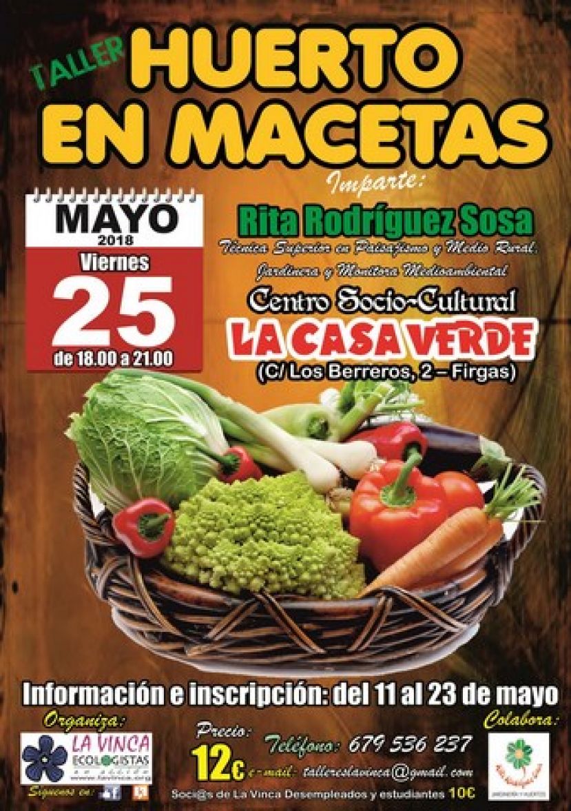 Nuevo taller de Huerta en Maceta, el viernes 25 de mayo en Firgas