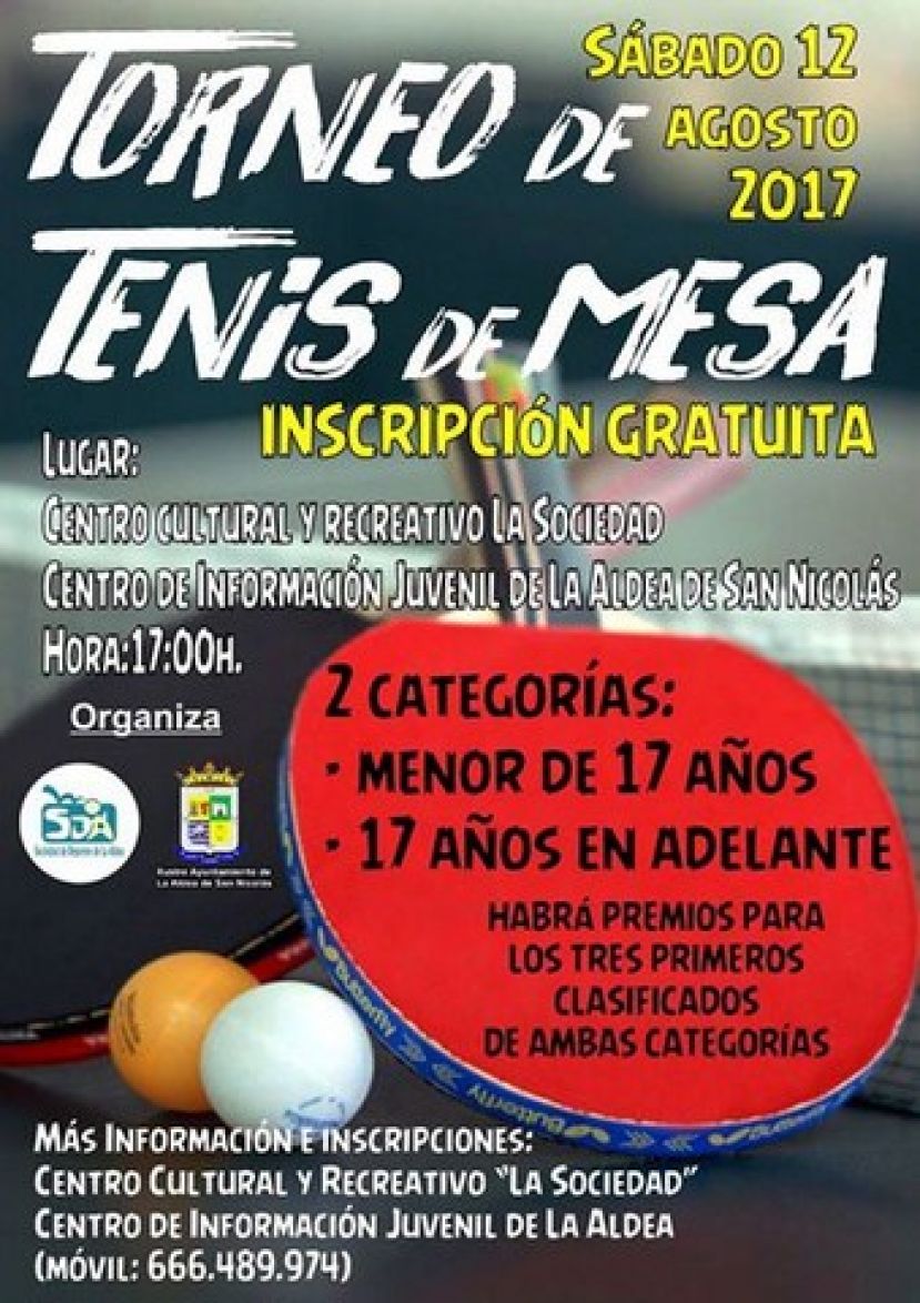 La Aldea: Mañana sábado se celebra el Torneo de Tenis de Mesa