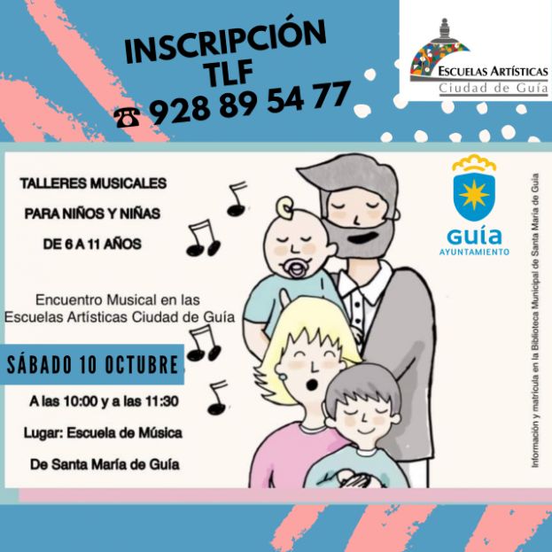 El Ayuntamiento de Gu&iacute;a ofrece este s&aacute;bado talleres musicales gratuitos para ni&ntilde;os
