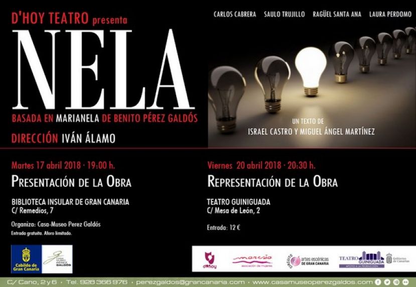 La Casa-Museo P&eacute;rez Gald&oacute;s organiza un encuentro entre el p&uacute;blico y la compa&ntilde;&iacute;a D'Hoy Teatro, productora de 'Nela'