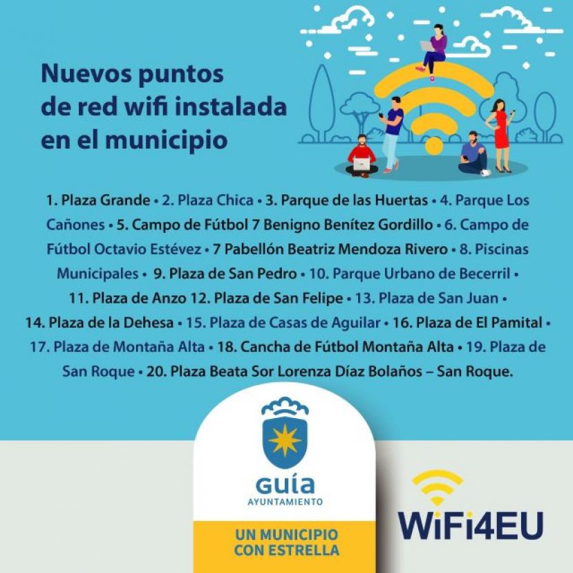 El Ayuntamiento de Gu&iacute;a implanta 20 puntos de conexi&oacute;n wifi gratuita