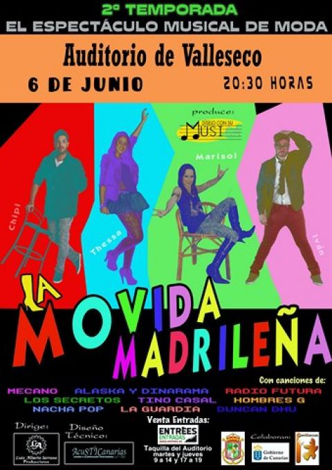 Este s&aacute;bado, el espect&aacute;culo musical &ldquo;La movida madrile&ntilde;a&rdquo; en Valleseco