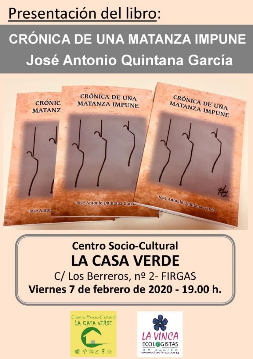 El 7 de febrero se presenta en Firgas el libro &ldquo;Cr&oacute;nica de una matanza impune&rdquo;