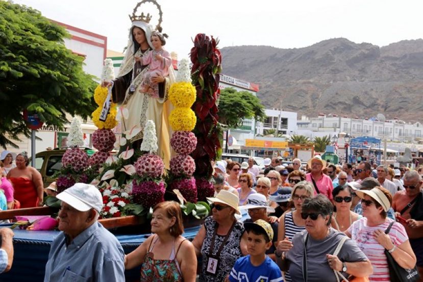 Visita de la Virgen del Carmen de Playa de Mog&aacute;n a su hom&oacute;loga en Arguinegu&iacute;n