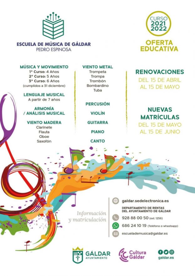 G&aacute;ldar: Plazo de renovaci&oacute;n de matr&iacute;culas en la Escuela Municipal de M&uacute;sica
