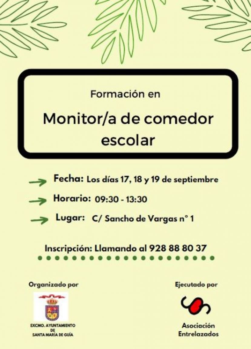 Gu&iacute;a: Empleo y Desarrollo Local organiza un curso de monitor de comedor escolar