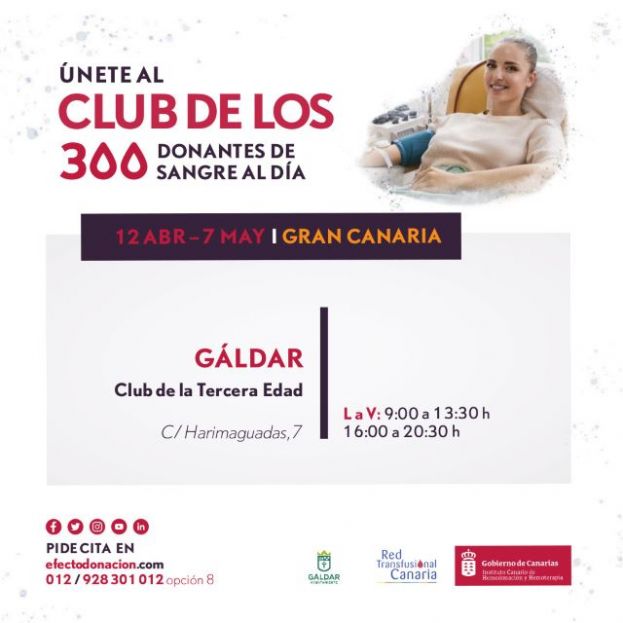 G&aacute;ldar: Nueva campa&ntilde;a del ICHH &ldquo;&Uacute;nete al Club de los 300 Donantes de Sangre al D&iacute;a&rdquo;
