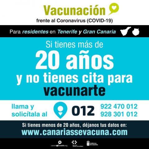 Gran Canaria y Tenerife: mayores de 20 a&ntilde;os, sin cita, pueden solicitarla en el 012