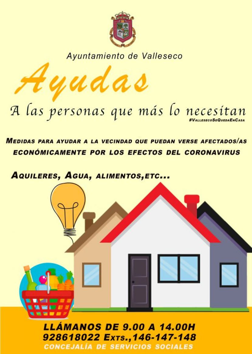El Ayuntamiento de Valleseco anuncia ayudas por el coronavirus a la poblaci&oacute;n