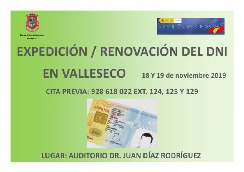 El Equipo m&oacute;vil del DNI regresa a Valleseco los d&iacute;as 18 y 19 de noviembre