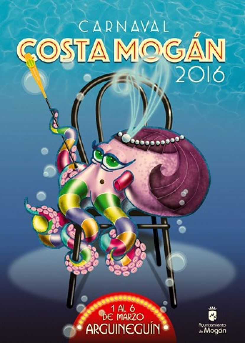 Un pulpo cabaretero protagoniza el cartel del Carnaval Costa Mog&aacute;n 2016
