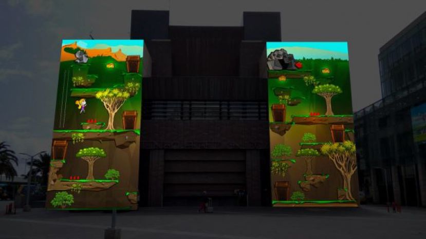 Videomapping interactivo &lsquo;Entre dragos y tabaibas&rsquo; en la fachada del P&eacute;rez Gald&oacute;s