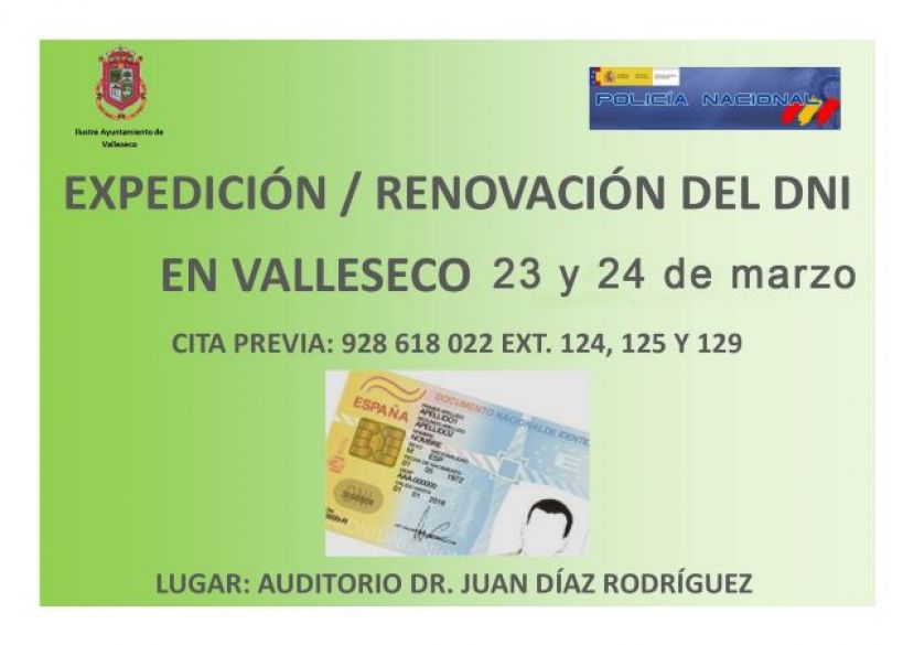 La poblaci&oacute;n de Valleseco podr&aacute; renovar su DNI en el municipio