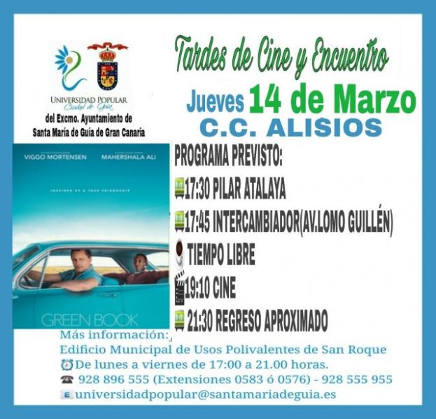 'Tardes de Cine y Encuentro' este jueves con la comedia dram&aacute;tica &ldquo;Green Book&rsquo;