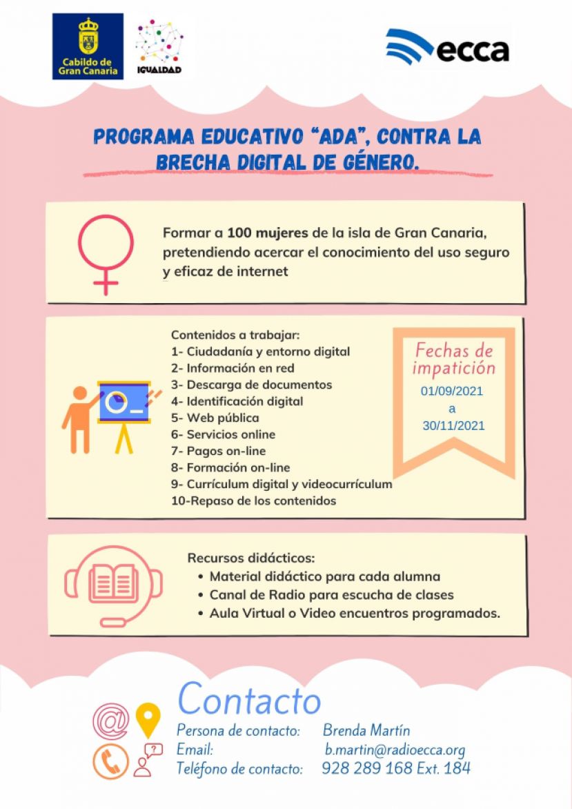 La consejería de Igualdad pone en marcha el Programa Educativo “ADA” para luchar contra la brecha digital de género