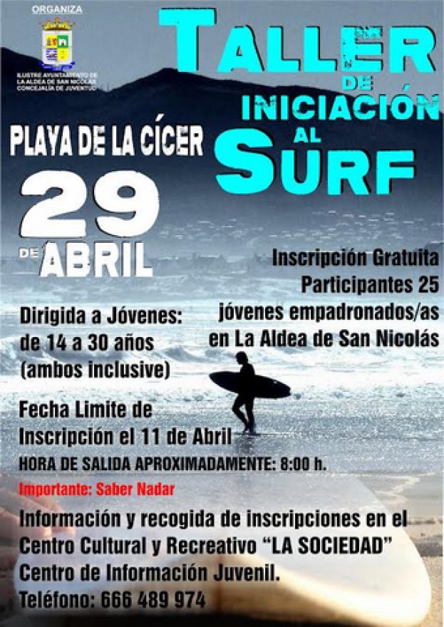 La Aldea: Se ampl&iacute;a el plazo de inscripci&oacute;n del Taller de Iniciaci&oacute;n al Surf