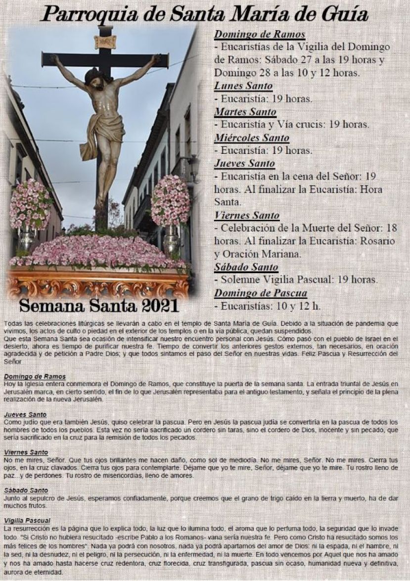 La Semana Santa en la Ciudad de Luj&aacute;n P&eacute;rez se celebrar&aacute; en el interior de la Iglesia