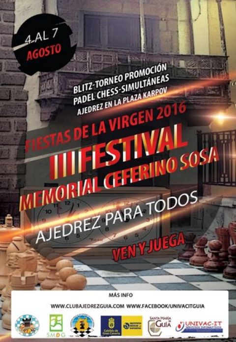 Ajedrez: III Festival Ceferino Sosa Falcón en las Fiestas de la Virgen de Guía 2016