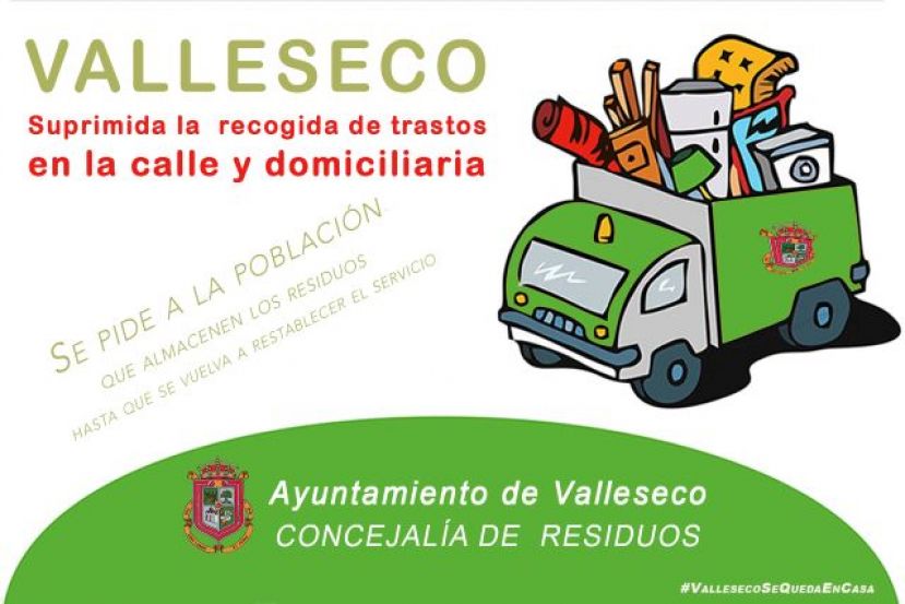 El Ayuntamiento de Valleseco suspende la recogida de trastos