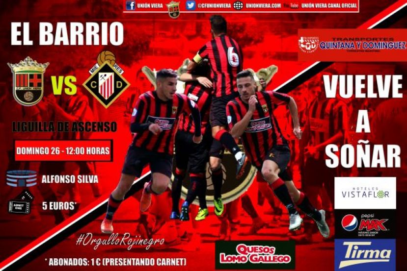 F&uacute;tbol Eliminatoria de ascenso a 2&ordf; B: Viera-Caudal, el domingo a las 12:00 horas