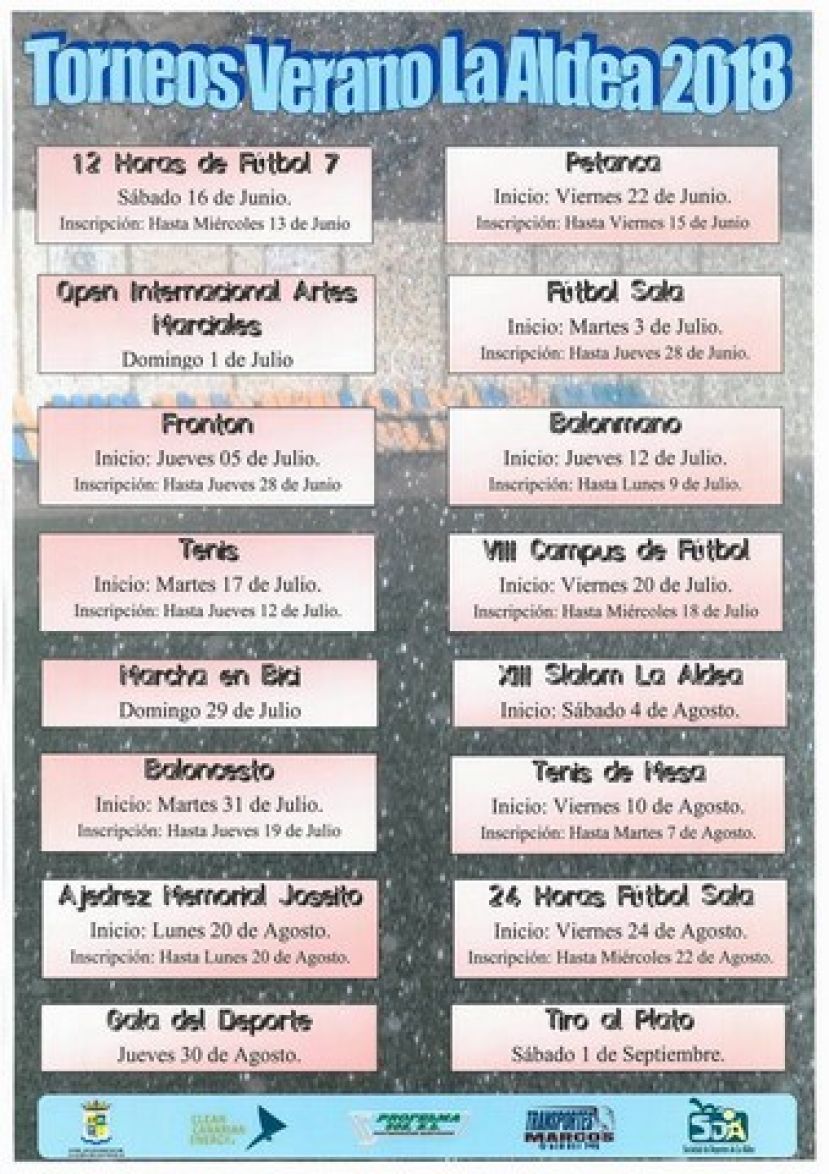 La Aldea: Calendario de Deportes en el verano